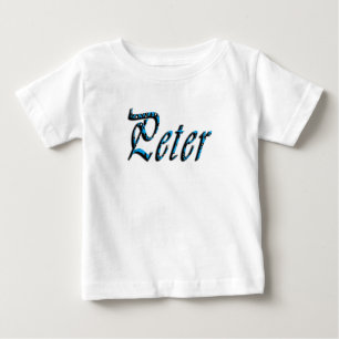 Camiseta Para Bebê "Pedro" Números Azuis Nome Pedro,