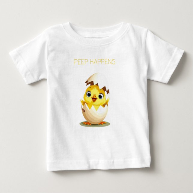 Camiseta Para Bebê Peep Happenes" Pintinho-T-Shirt (Frente)