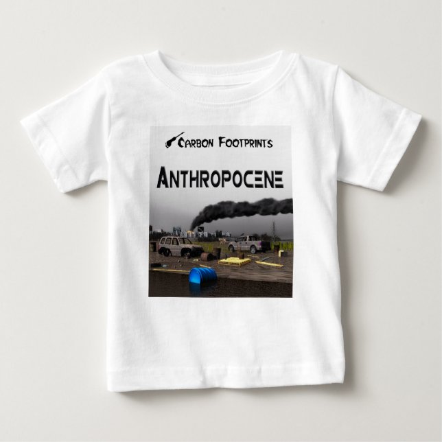 Camiseta Para Bebê Pegadas de carbono - Antropoceno (Frente)