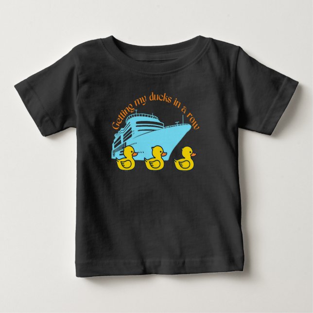 Camiseta Para Bebê Pegando Meus Patos Cruzeiros Em Uma Fila (Frente)