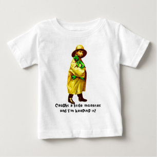 Camiseta Para Bebê Pegou Um Monstro Pequeno