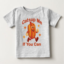 Camiseta Para Bebê Pegue-Me Se Puder Engraçado Cachorro Quente - Ketc