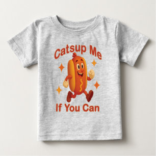 Camiseta Para Bebê Pegue-Me Se Puder Engraçado Cachorro Quente - Ketc