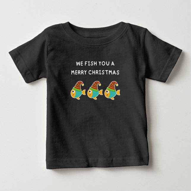 Camiseta Para Bebê PEIXAMOS-TE UM NATAL FANTÁSTICO - Peixes Bons PunT (Frente)