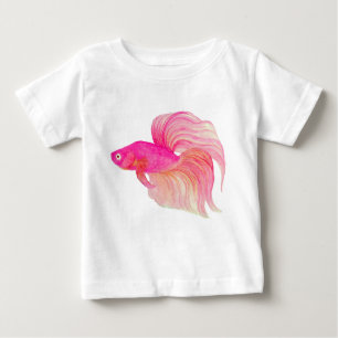 Camiseta Para Bebê Peixe Betta Rosa
