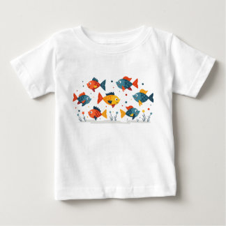 Camiseta Para Bebê peixe colorido