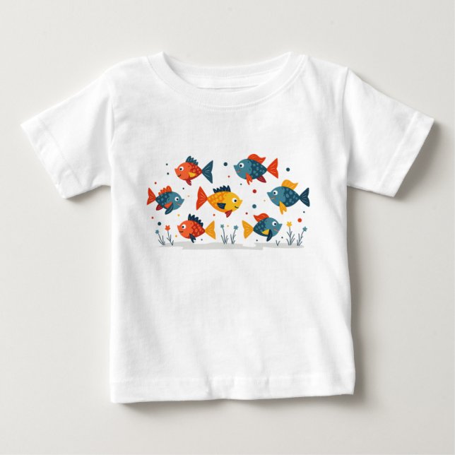 Camiseta Para Bebê peixe colorido (Frente)