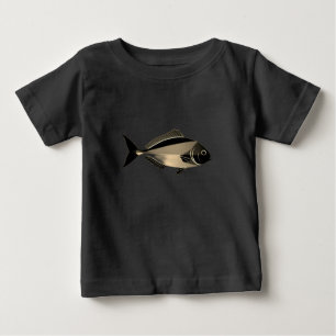 Camiseta Para Bebê Peixe de alto contraste - Arte Negra e Branca Mini