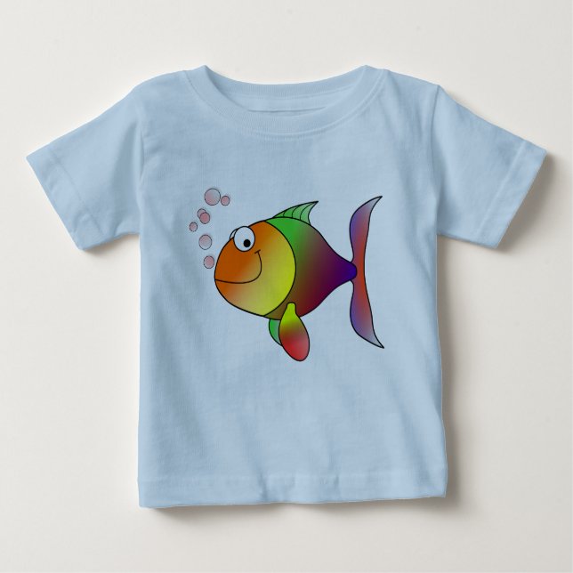 Camiseta Para Bebê Peixe dourado alegre no mar (Frente)