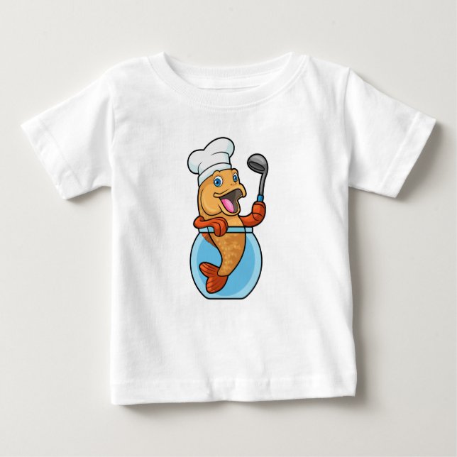 Camiseta Para Bebê Peixe em Vidro Cozinhado com Colher de Sopa (Frente)