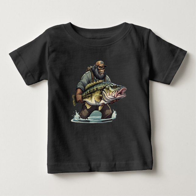 Camiseta Para Bebê Peixe-espada-grande-pescado pescador Sasquatch yet (Frente)