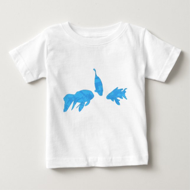 Camiseta Para Bebê Peixe Koi, abstrato de fita azul (Frente)