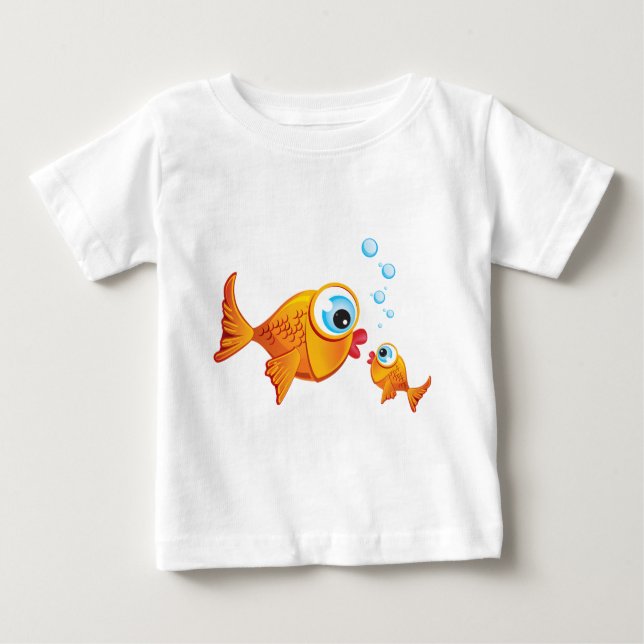 Camiseta Para Bebê PEIXE - Oliva e picada: (Frente)