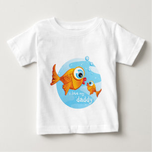 Camiseta Para Bebê PEIXE - Oliva e picada: