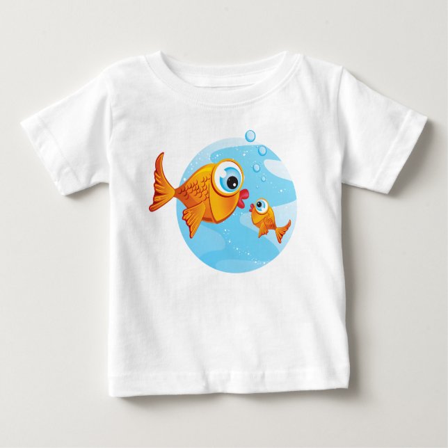 Camiseta Para Bebê Peixe - Oliva e picada: (Frente)