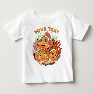 Camiseta Para Bebê Peixe palhaço Desenho animado Fofo Família Subaquá