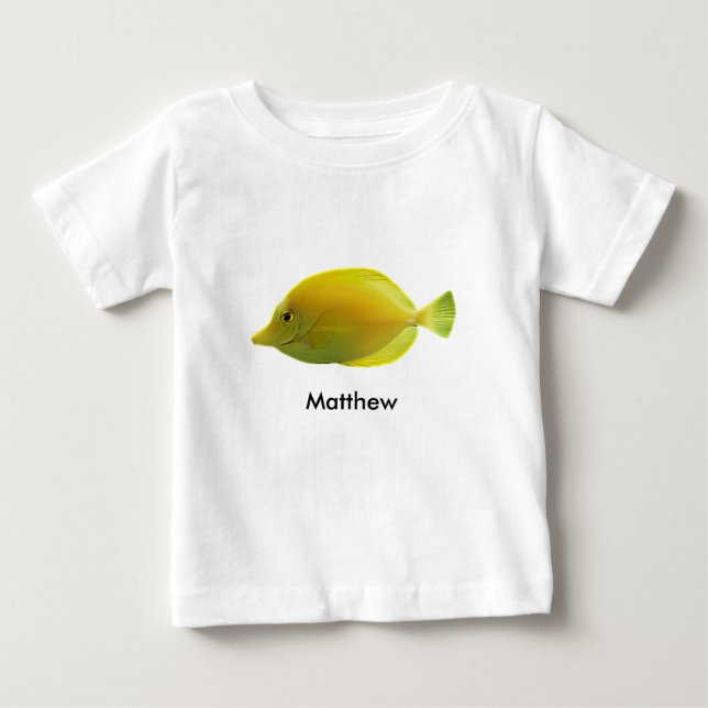 Camiseta Para Bebê Peixe tropical amarelo (Frente)