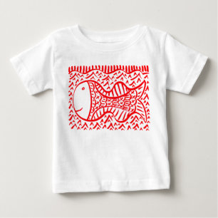 Camiseta Para Bebê Peixe Vermelho