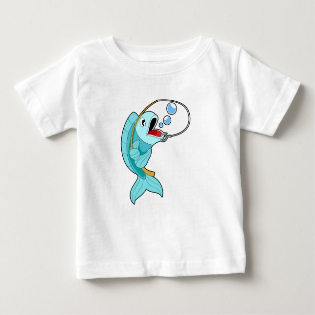 Camiseta Para Bebê Peixes com barra de pesca (Frente)