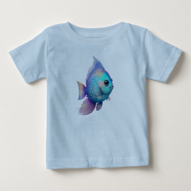 Camiseta Para Bebê Peixes Cores de Cristal (Frente)