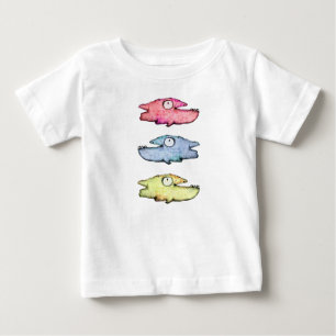 Camiseta Para Bebê Peixes felizes nadando coloridos
