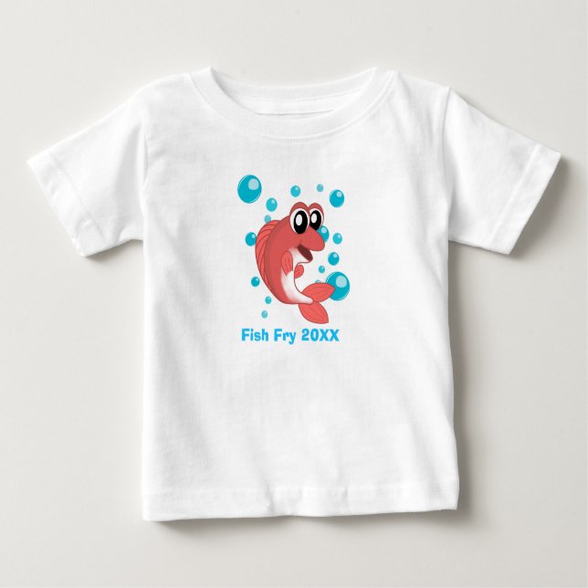 Camiseta Para Bebê Peixes fritos e marisco Frio Fúria o Peixe Vermelh (Frente)