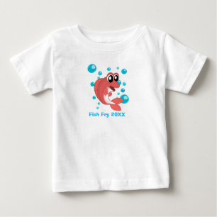 Camiseta Para Bebê Peixes fritos e mariscos fervem fogos de artifíci