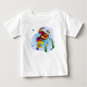 Camiseta Para Bebê Peixes Reais com Coroa Ouro
