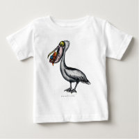 Pelicano bonito engraçado com o t-shirt irritado