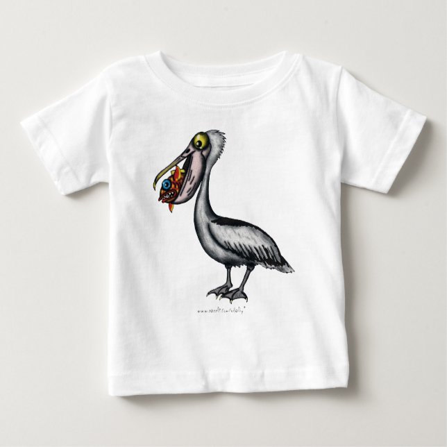 Camiseta Para Bebê Pelicano bonito engraçado com o t-shirt irritado (Frente)