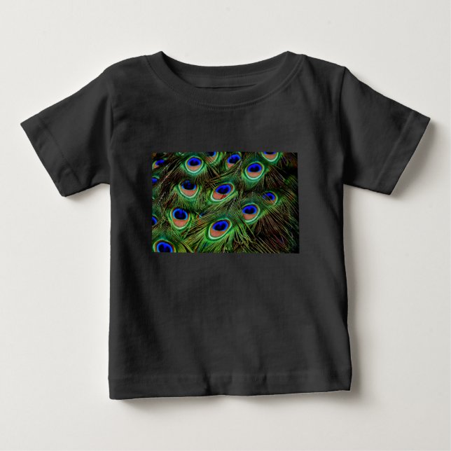 Camiseta Para Bebê Penas de Peacock (Frente)