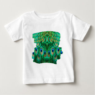 Camiseta Para Bebê Penas de Peacock Gloriosas