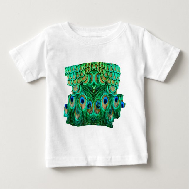 Camiseta Para Bebê Penas de Peacock Gloriosas (Frente)