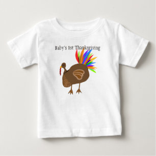 Camiseta Para Bebê Penas de Turquia da acção de graças do bebê ?a