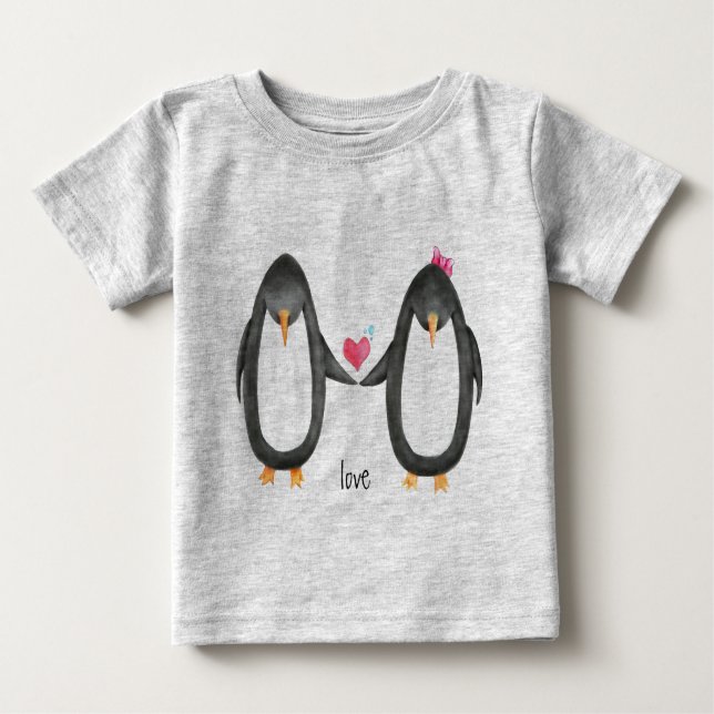 Camiseta Para Bebê Pengin Luv (Frente)