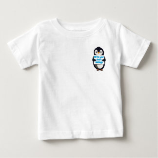 Camiseta Para Bebê Penguin illustration holding customizable sign