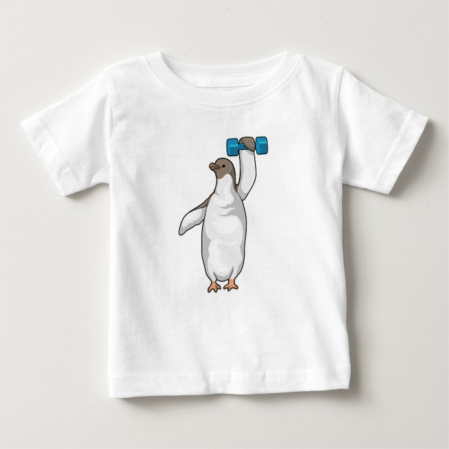 Camiseta Para Bebê Penguin Malhação Dumbbell (Frente)