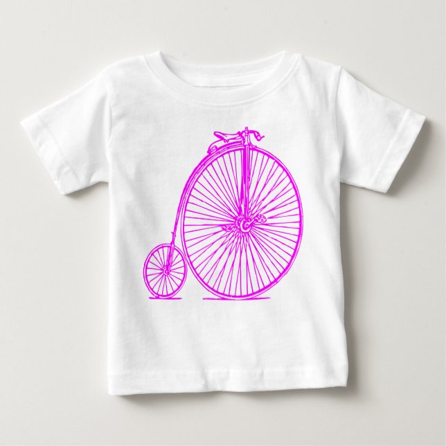Camiseta Para Bebê Penny Farthing - Magenta (Frente)