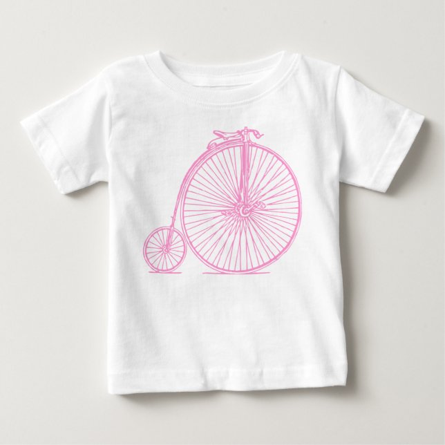 Camiseta Para Bebê Penny Farthing - Rosa (Frente)