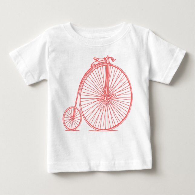 Camiseta Para Bebê Penny Farthing - Rosa Tropical (Frente)