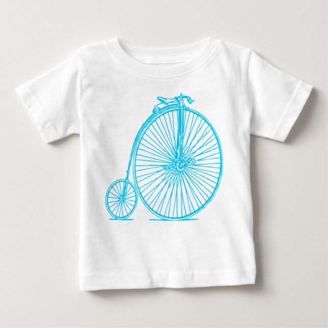 Camiseta Para Bebê Penny Farthing - Sky Blue (Frente)