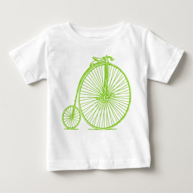 Camiseta Para Bebê Penny Farthing - Verde marciano (Frente)
