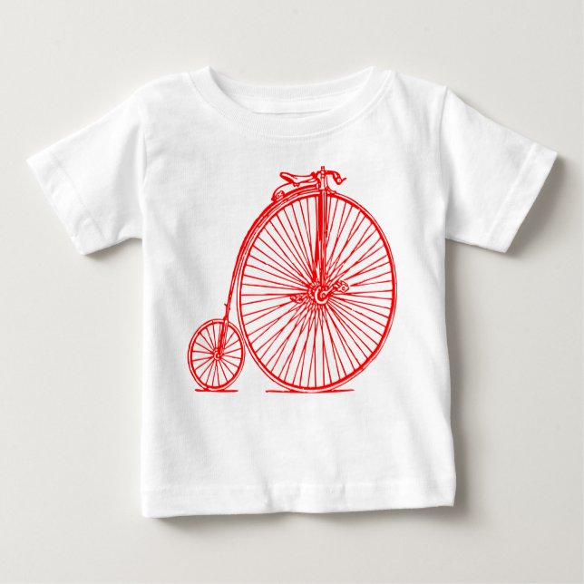 Camiseta Para Bebê Penny Farthing - Vermelho (Frente)