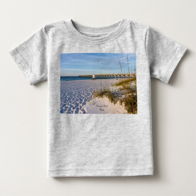 Camiseta Para Bebê Pensacola Sand Dunes Pier Morning T-shirt Toddler (Frente)