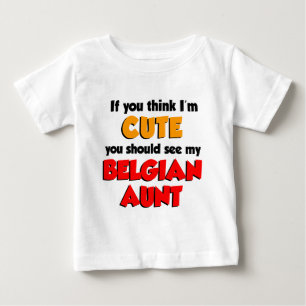 Camiseta Para Bebê Pense que eu sou tia belga bonito