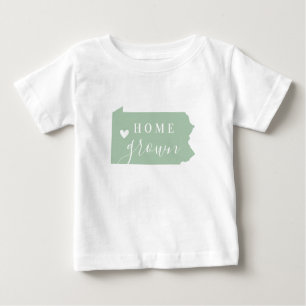 Camiseta Para Bebê Pensilvânia Home Grown Estado das Cores Editávei
