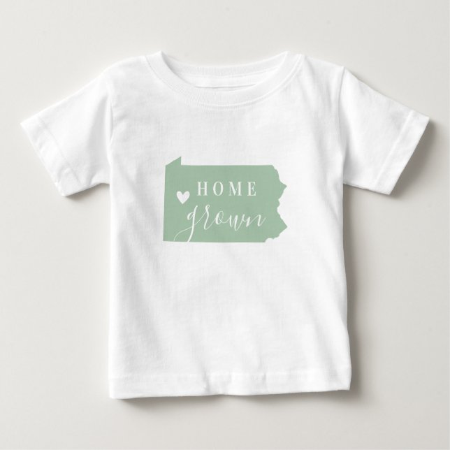 Camiseta Para Bebê Pensilvânia Home Grown | Estado das Cores Editávei (Frente)