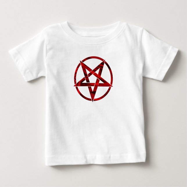 Camiseta Para Bebê Pentagrama do diabo vermelho (Frente)