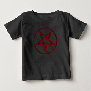 Camiseta Para Bebê Pentagrama do diabo vermelho