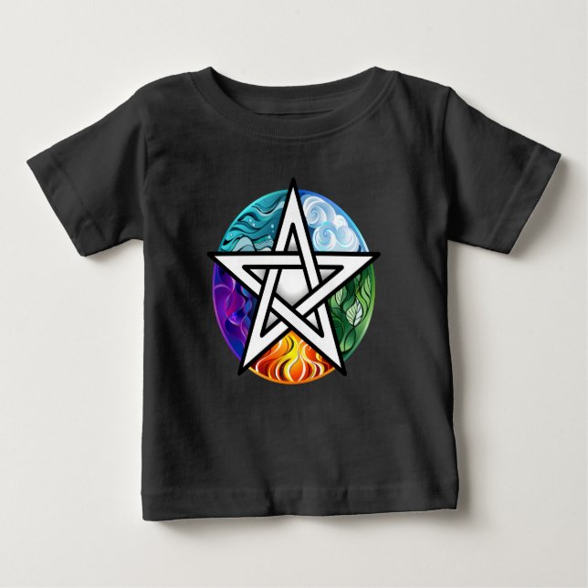 Camiseta Para Bebê Pentagrama do Wiccan (Frente)